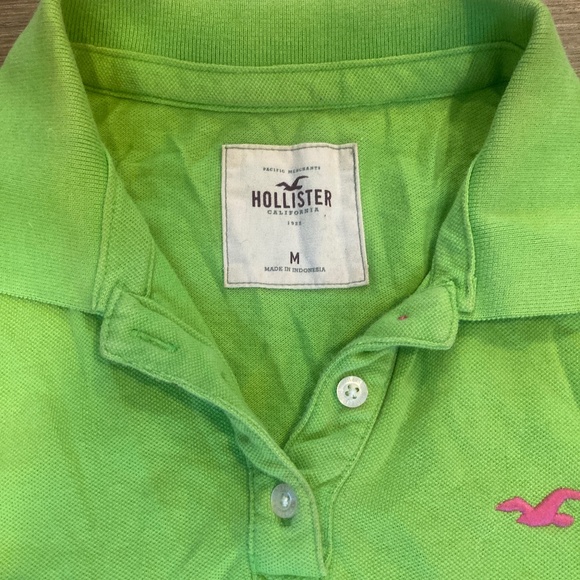 Hollister Co Lime Green Polo Shirt Size M - Picture 2 of 3